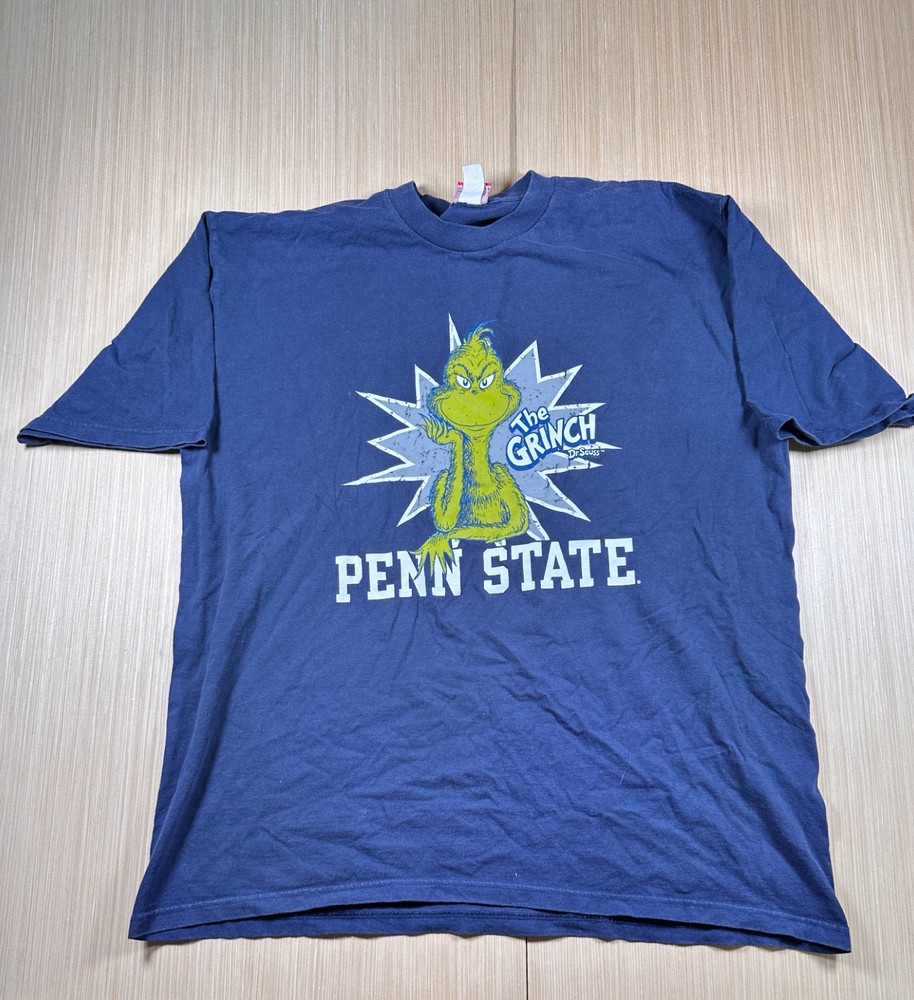 Dr. Seuss The Grinch Penn State T-Shirt Mens 2XL Blue Graphic Print Casual Wear