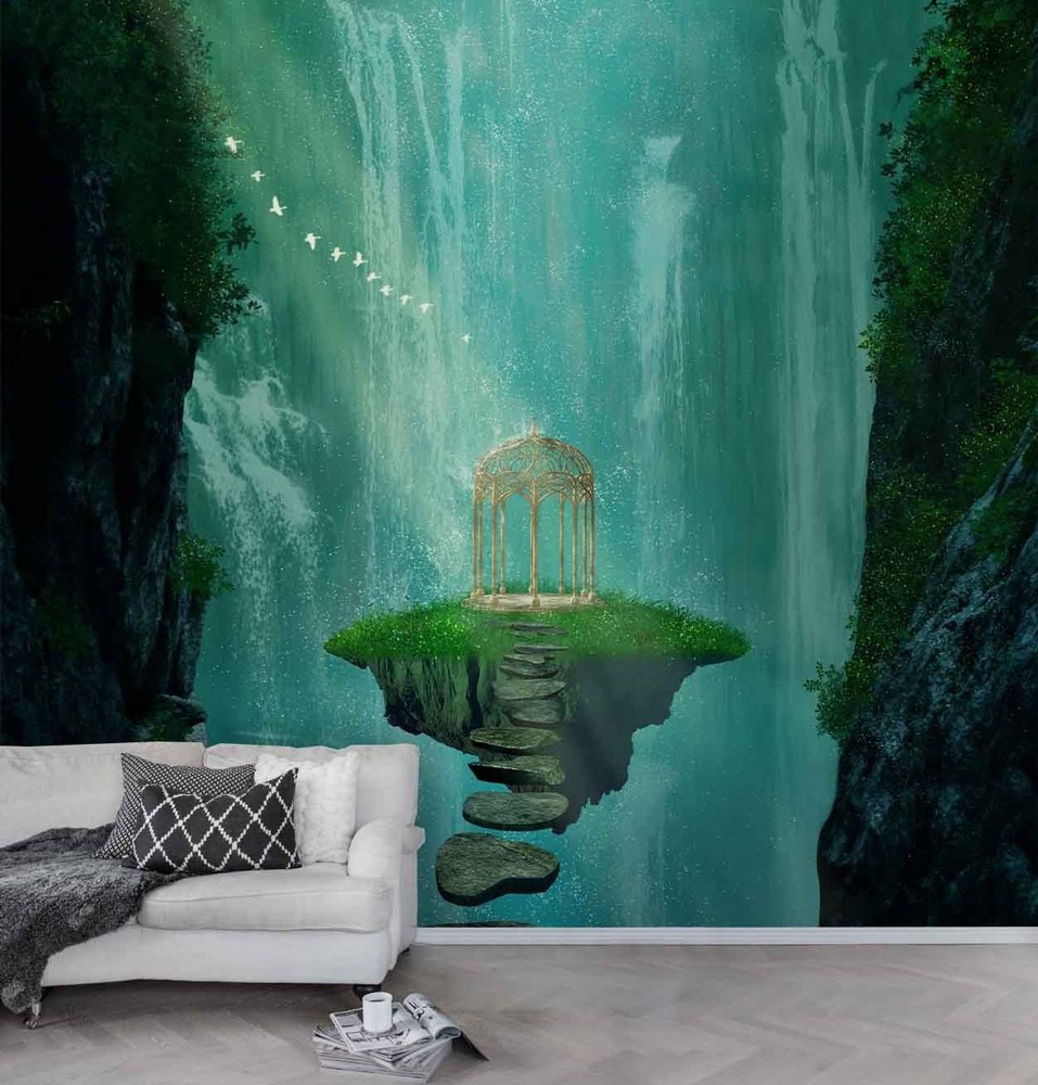 3D Fantasy Mountain Waterfall Wall Murals Wallpaper Murals Wall Sticker
