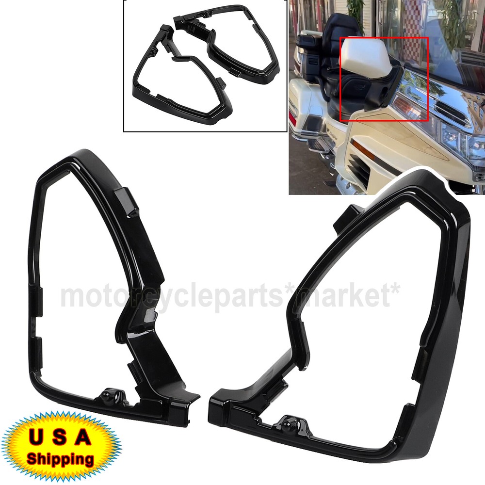 Gloss Black Mirror Mount Cover Base Trim Fit For Honda 1988-2000 GL1500 Goldwing