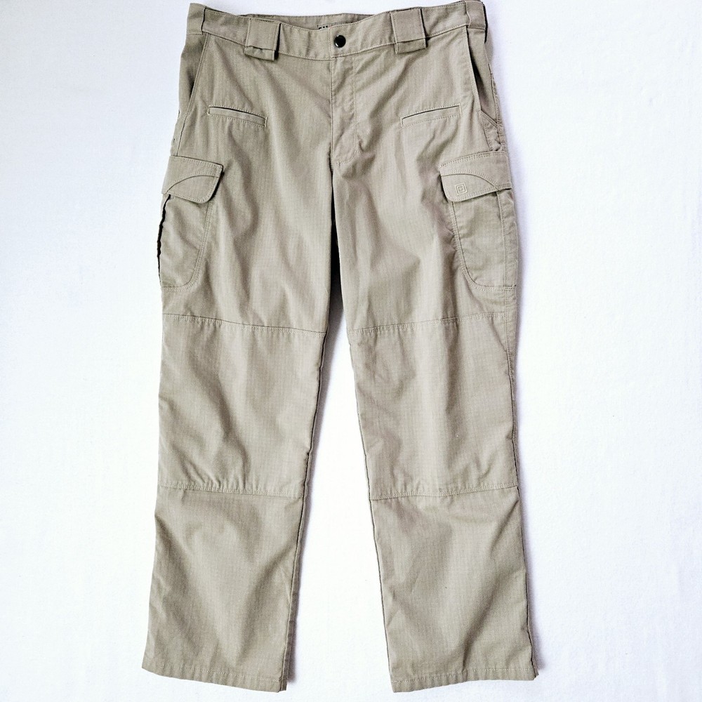 5.11 Tactical Cargo Utility Pants Mens Sz 36 X 30 Beige Flex Waist Relaxed Fit
