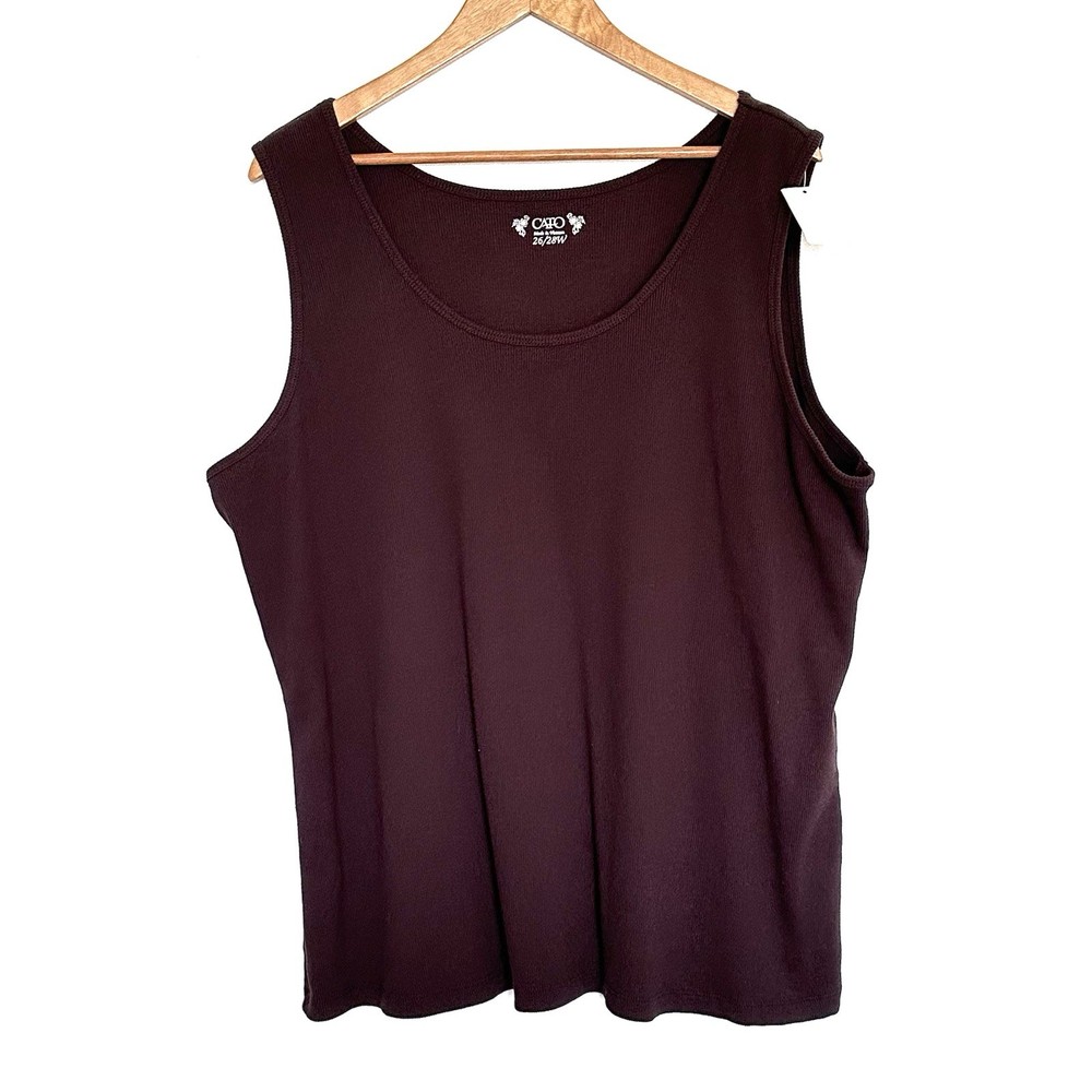 NWT Cato Plus Shirt Women’s Size 26/28W Brown Ribbed Sleeveless Pullover Top