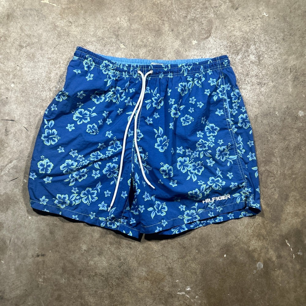 Tommy Hilfiger Hawaiian Print Drawstring Swim Trunk Men's Size Large
