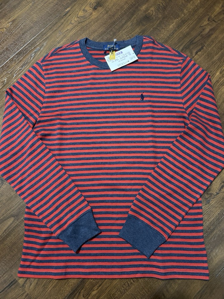 Polo Ralph Lauren Big Boys Striped Waffle Knit Long Sleeve Tee Multi Sz XL