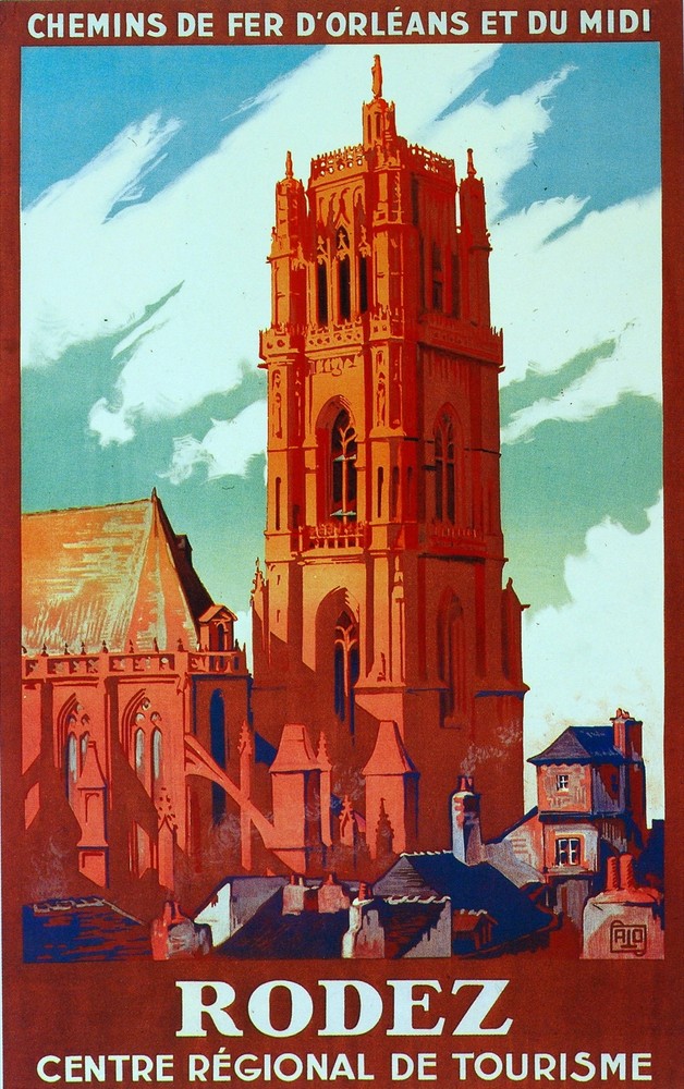Chemin de Fer. Railway Rodez Decorative Poster. Fine Graphic Art Design. 2900
