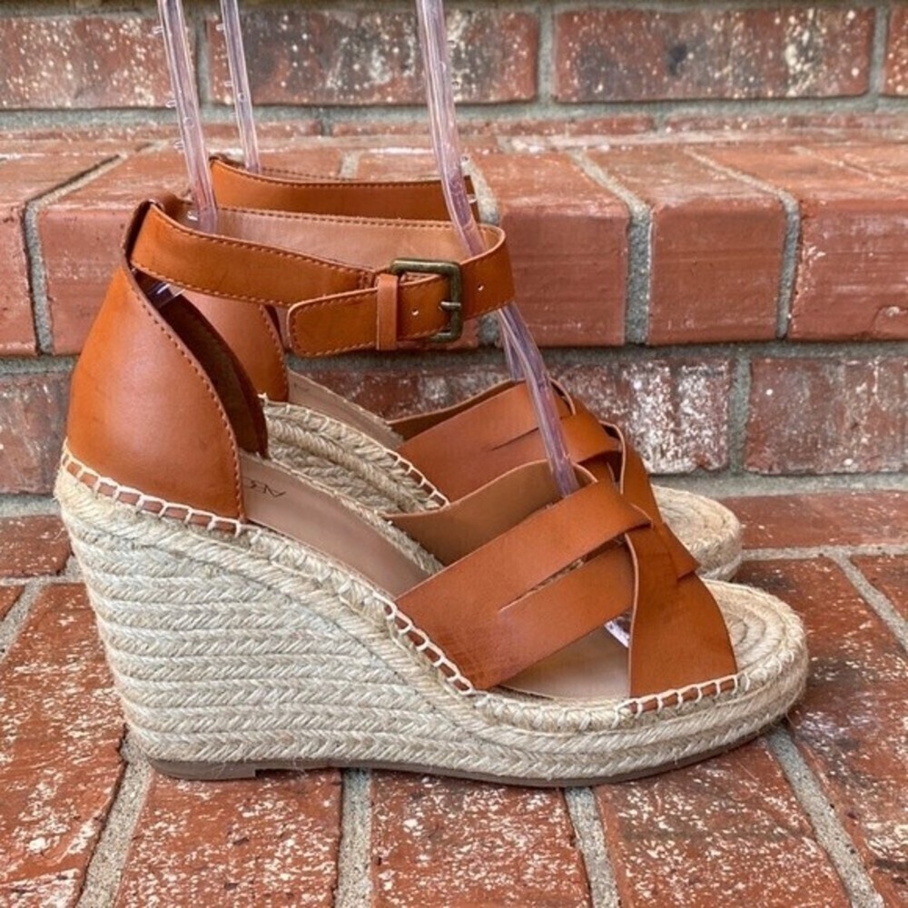ABOUND Sayge Tan Faux Leather Espadrille Wedge Sandal Size 11