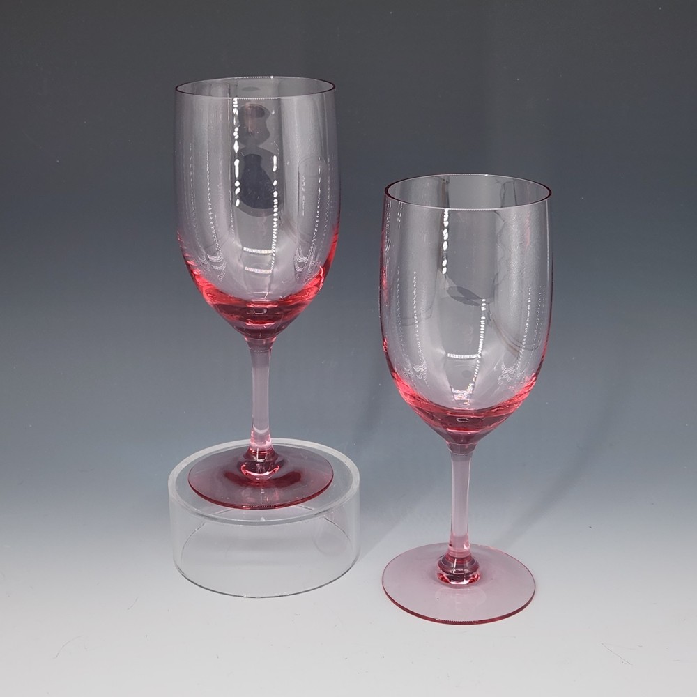 Set of 2 Fostoria Signed Pink Wine Glass Goblets Glasses Silhouette 7