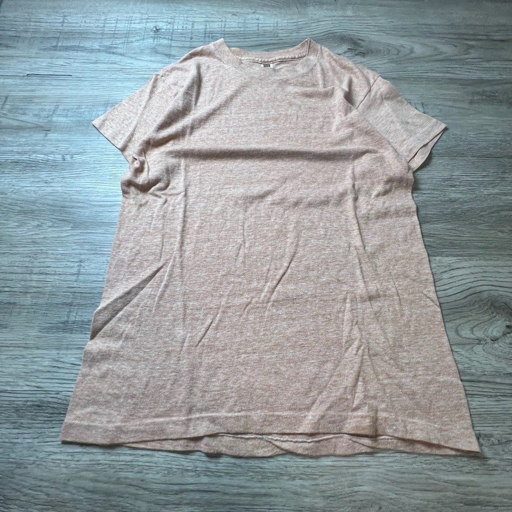 Hanes T-Shirt Mens L Heather Peach 80s Vintage Single Stitch Blank Made in USA