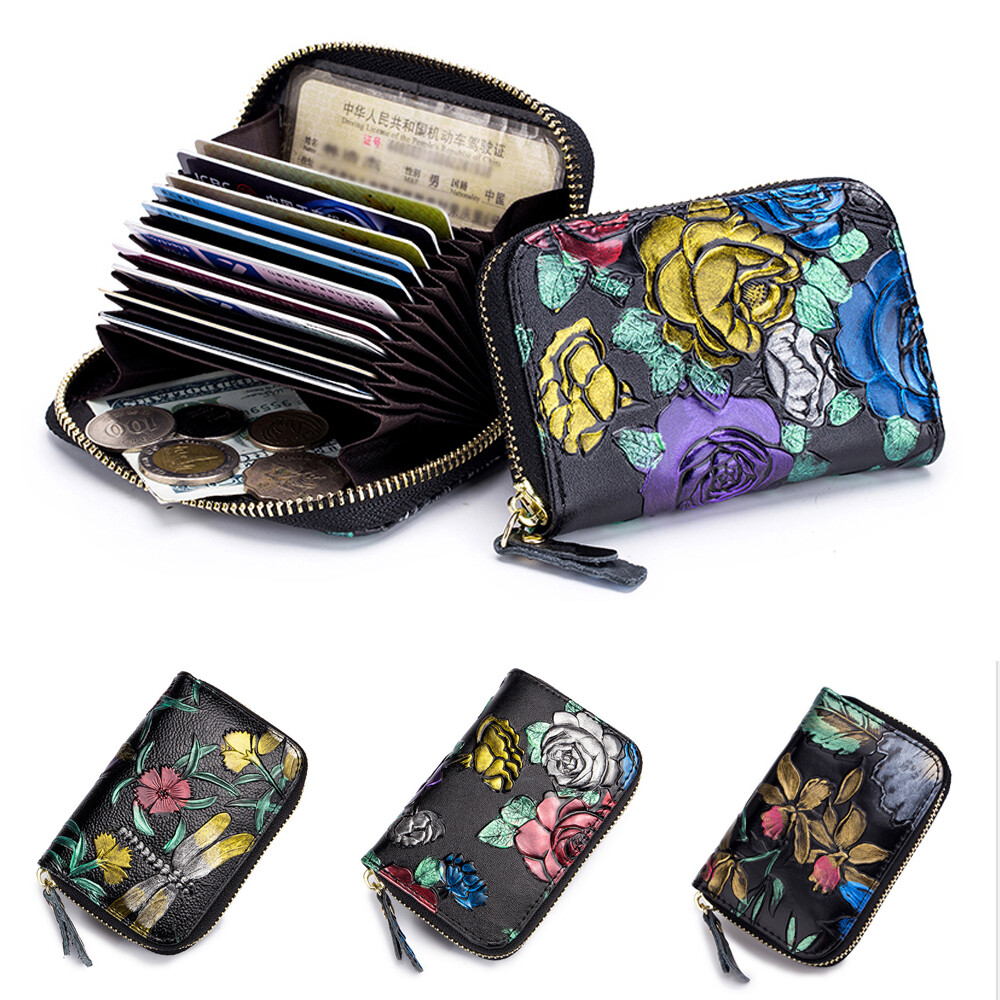 Womens Genuine Leather Card Holder Wallet Small Handbag RFID Blocking Coin Purse