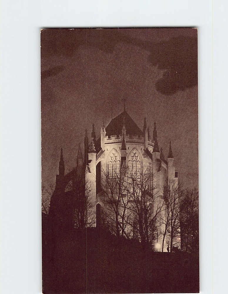 Postcard Night View of the Apse Mount Saint Alban Washington Cathedral USA