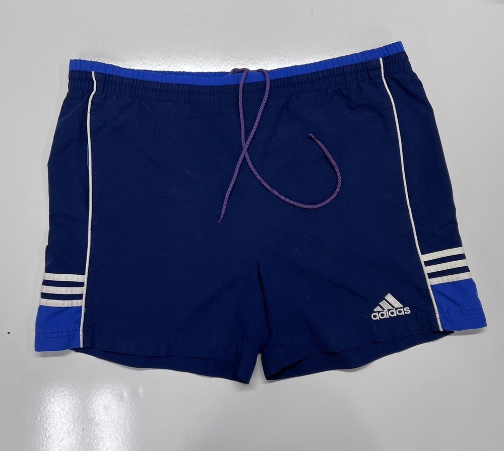 Vintage Adidas Shorts Mens Large Blue 3-Stripe Retro 90s Style 857010