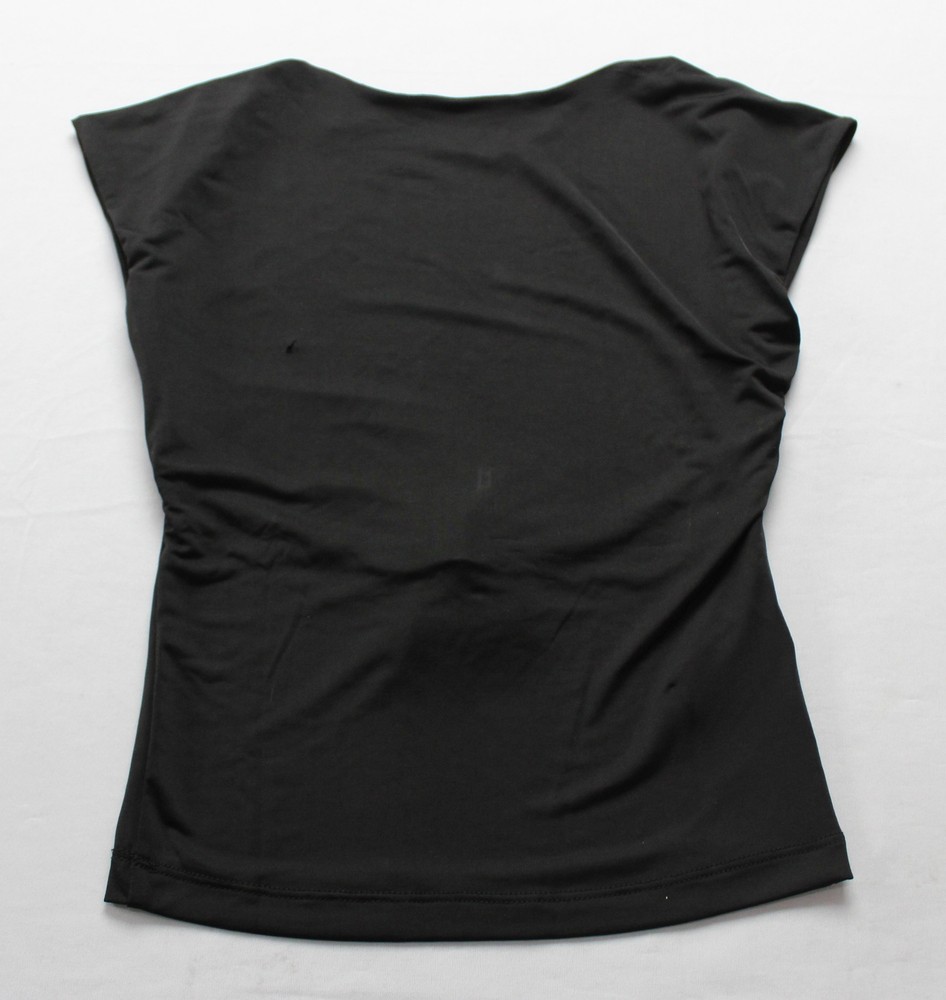 Stradivarius Women's Short Sleeve Open Back T-Shirt EJ2 Black Size XS