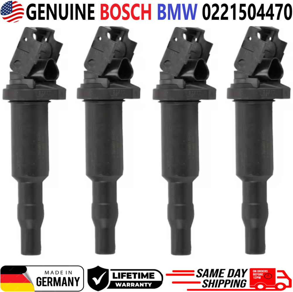 GENUINE BOSCH BMW x4 Ignition Coils For 2011-2018 BMW 2.0L 3.0L 4.4L, 0221504470