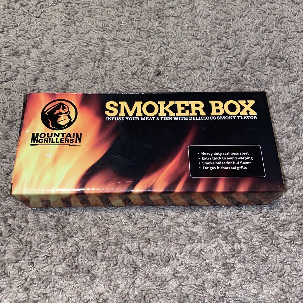 New Stainless Steel Grill Smoker Box For Wood Chips By Mountain Grillers! SEE!