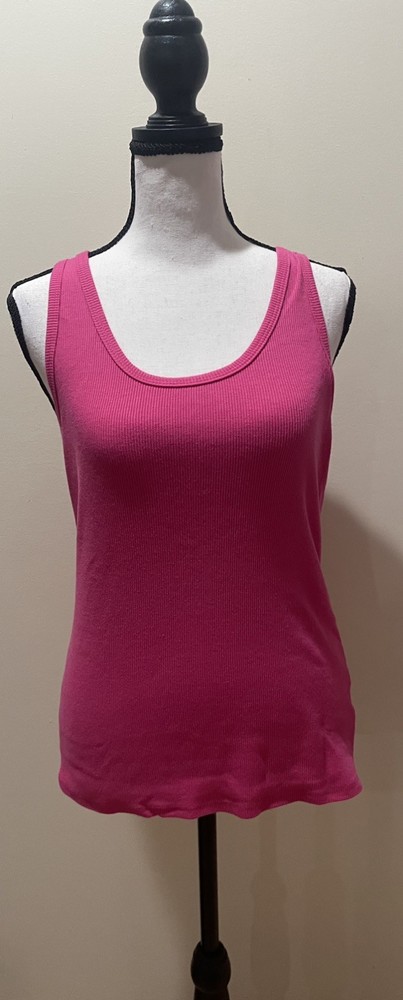 Maurices Scoop Neck Barbie Pink Ribbed Racerback Tank Top - Size Large