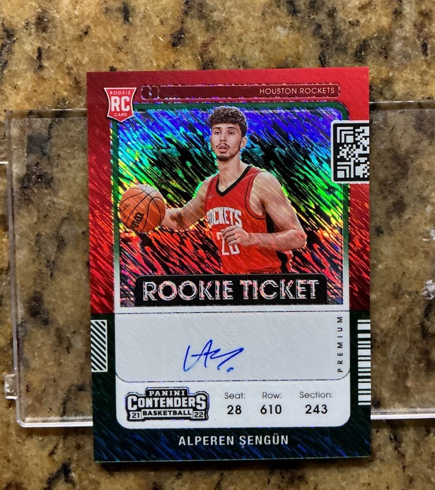 2021-22 Contenders Alperen Sengun On Card Green Shimmer Rookie Ticket RC Auto SP