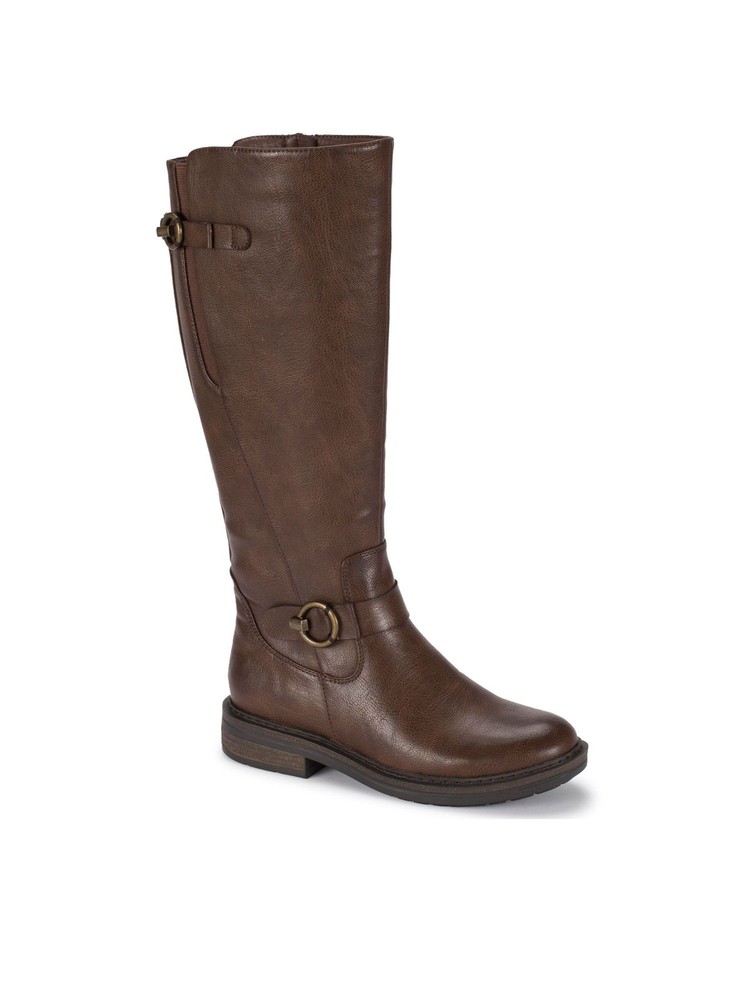 BARETRAPS Womens Brown Buckled Straps Aphrodite Toe Block Heel Riding Boot 6 M
