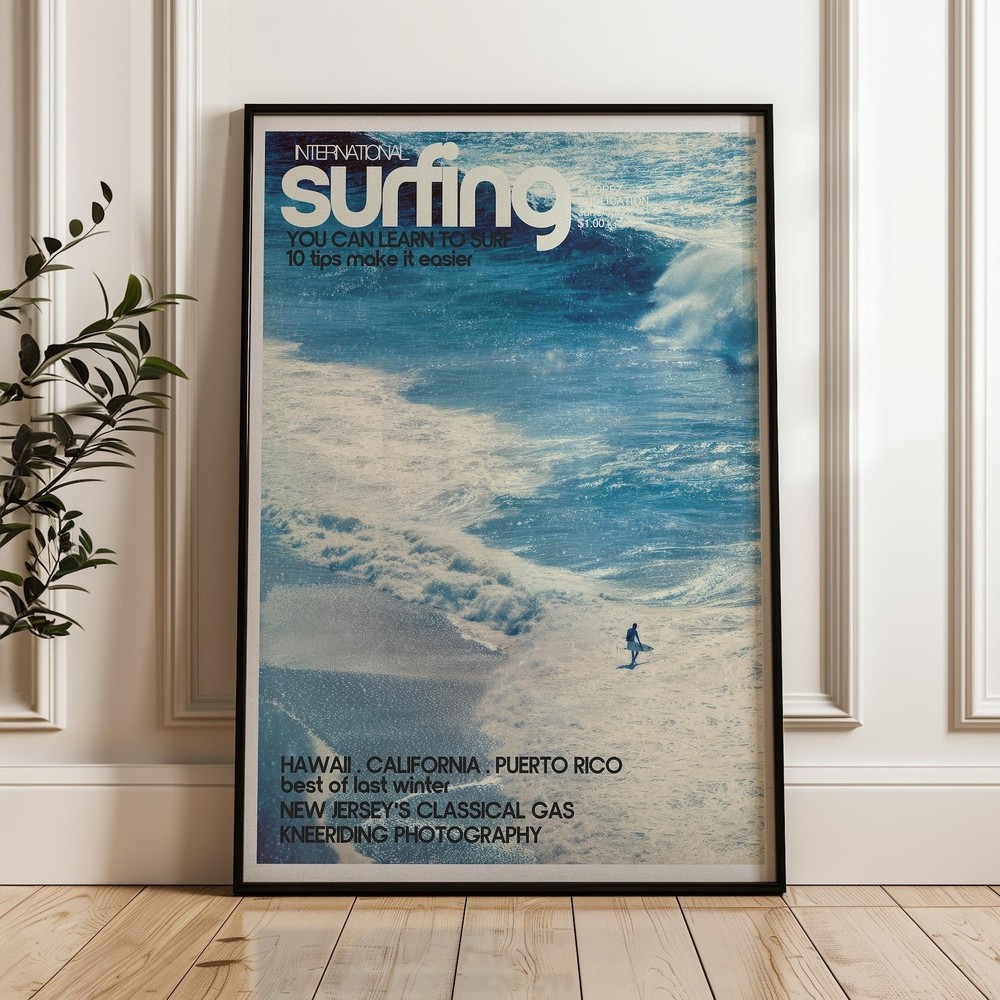 Coastal Surf Wall Art Vintage Ocean Wave Surfer Poster Print
