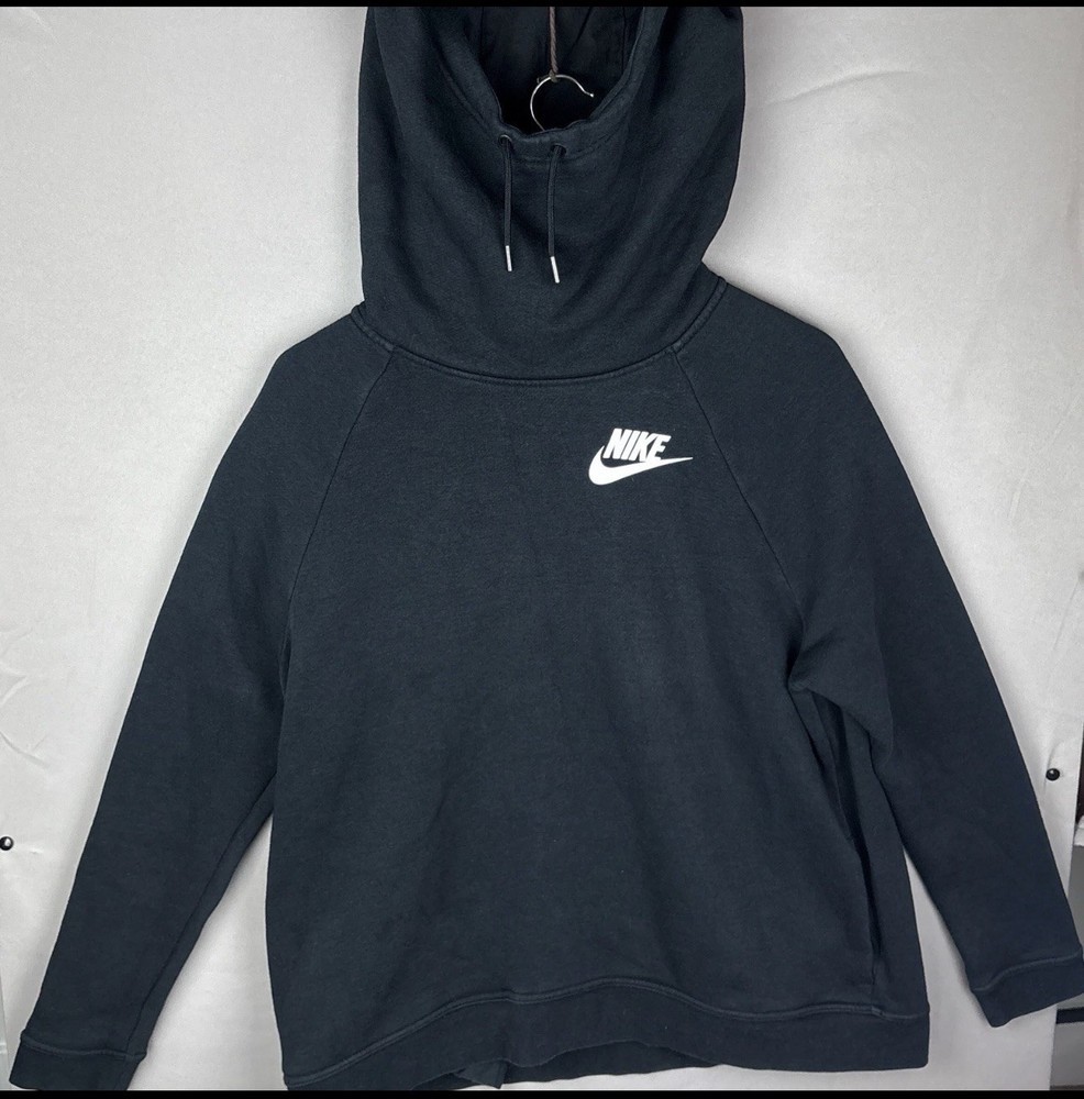 Nike Funnel Neck Women's XL Hooded Sweatshirt Fleece Black Pullover