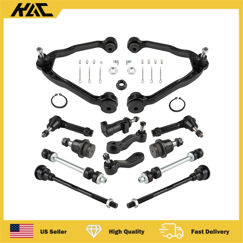 13pc Front Suspension Kit for 1999-2006 GMC Sierra 1500 Control Arms Ball Joints Tie Rods