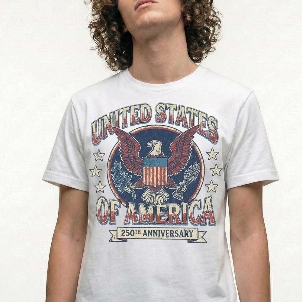 United States Of America 250th Anniversary Eagle Crest Vintage T-Shirt