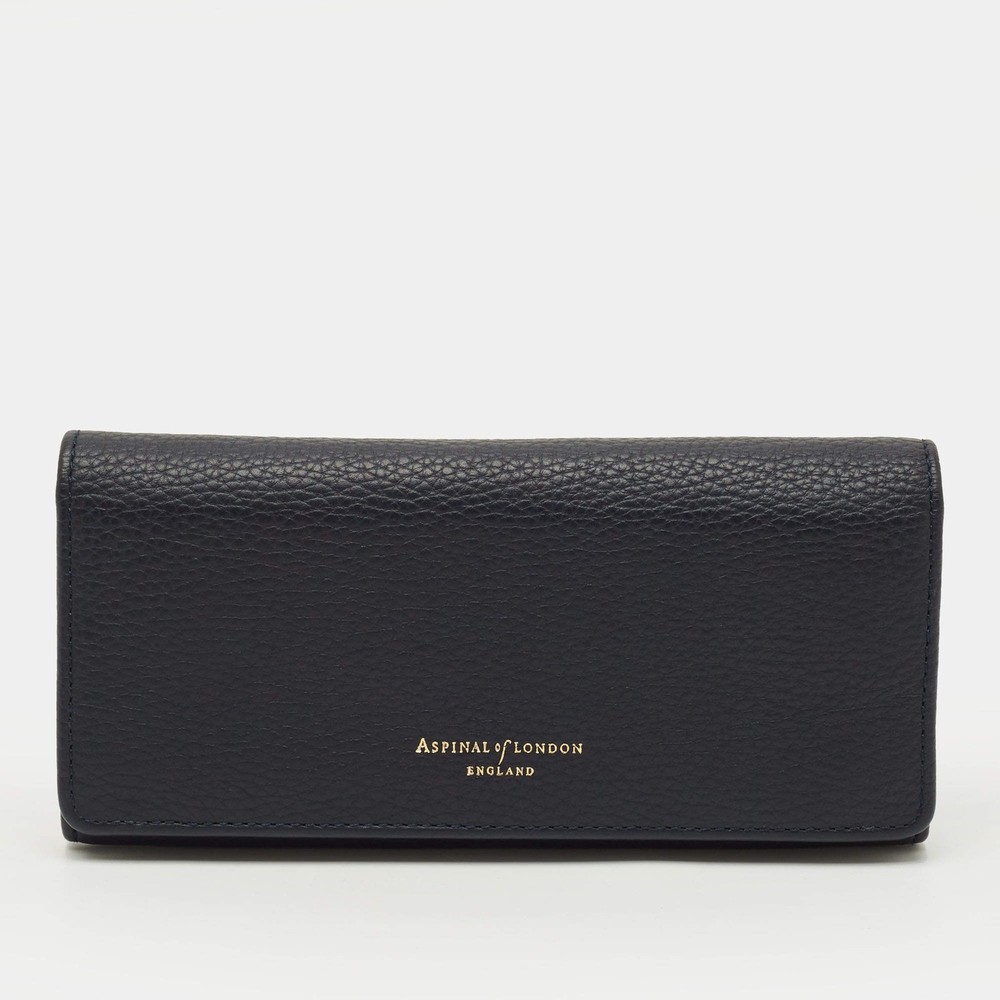Aspinal Of London Essential Navy Blue Leather Continental Wallet