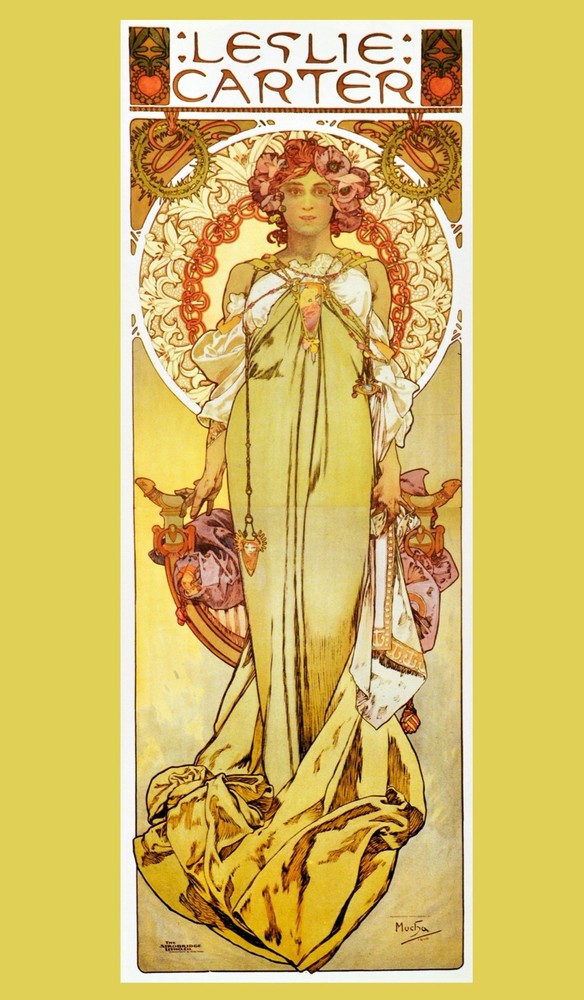 Decor poster.Interior design Art Nouveau.Mucha Leslie Carter star.6237