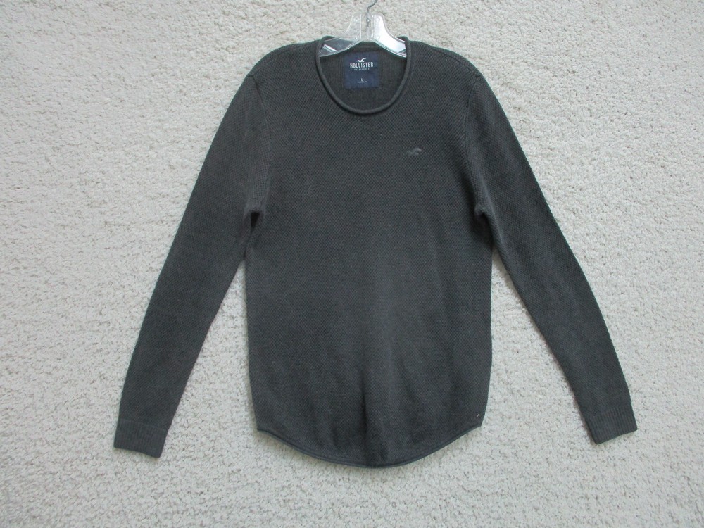Hollister Gray Stretch Logo Crewneck Sweater for Women - Large Casual Pullover