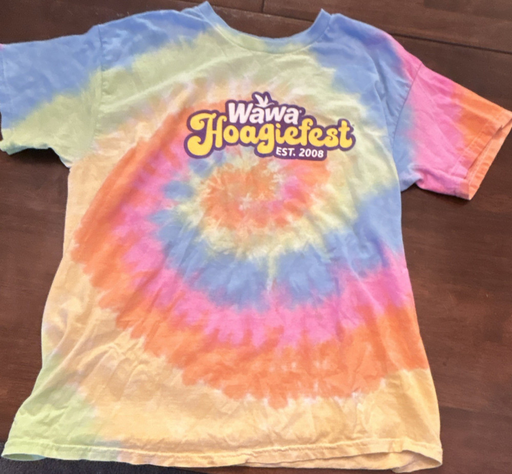 Wawa Hoagiefest Tie-Dye Graphic T-Shirt Multicolor Short Sleeve Crew Neck L