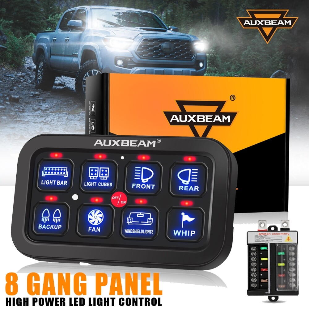 AUXBEAM 8 Gang Switch Panel Circuit Control Relay System For Toyota Pickup Truck