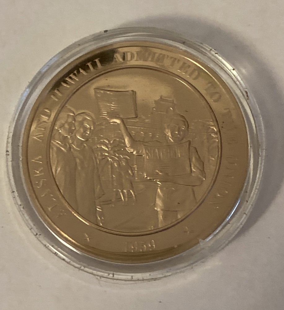 1959 Alaska and Hawaii Admitted to The Union Solid Bronze Commemorative Coin