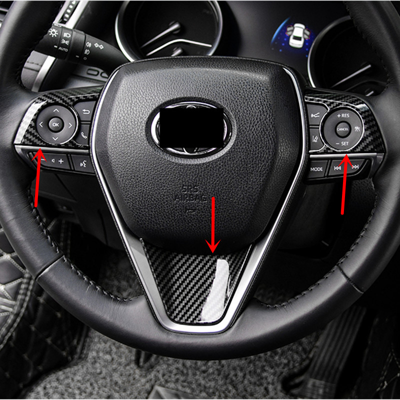 Carbon fiber internal Steering Wheel Trim 3pcs For Toyota Camry 2018-2024