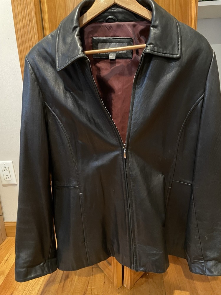 Women's Leather Jacket Size XL Black Liz Claiborne Full Zip Long Sleeve