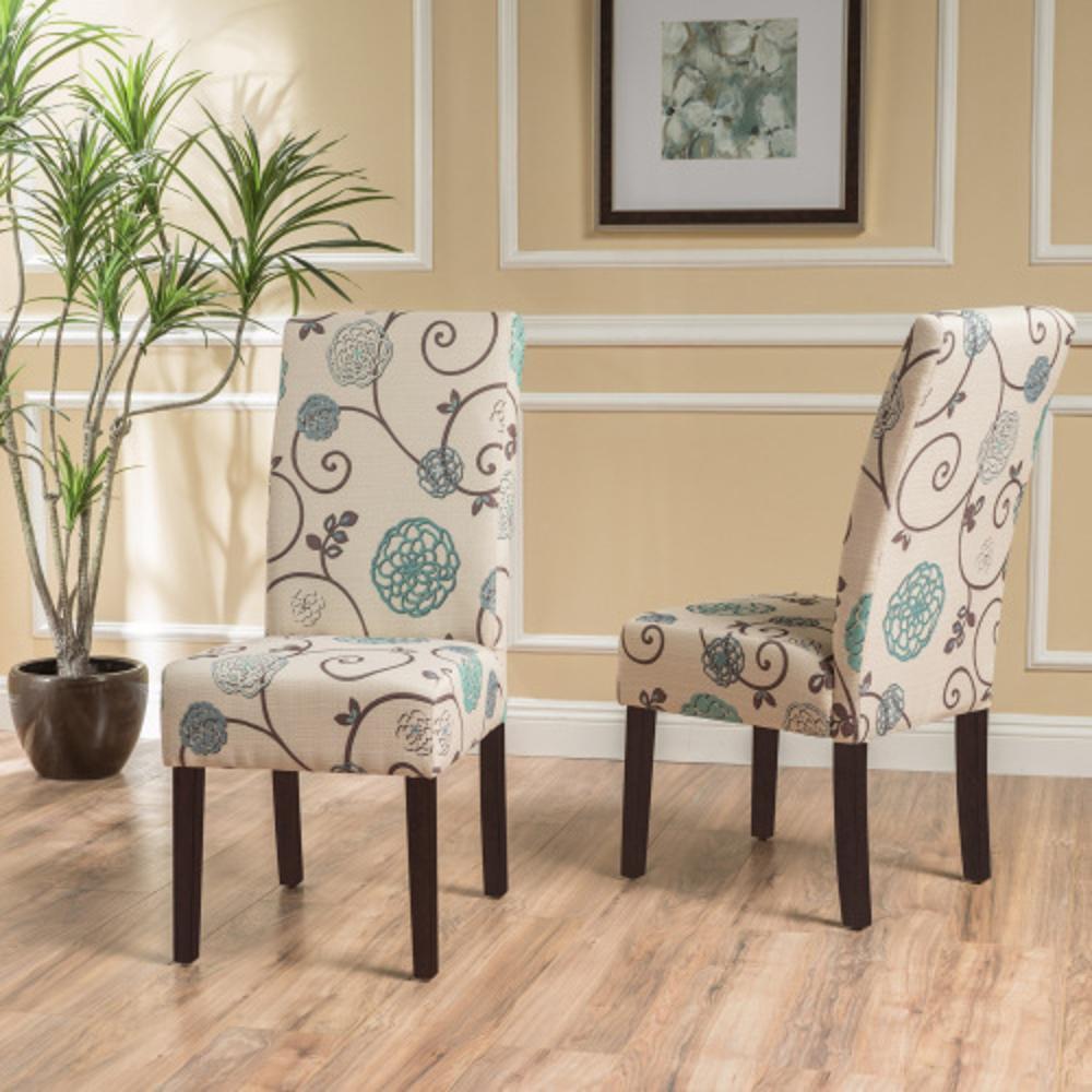 Rubber Wood Dining Chairs with Natural Grain Finish in Set of 2