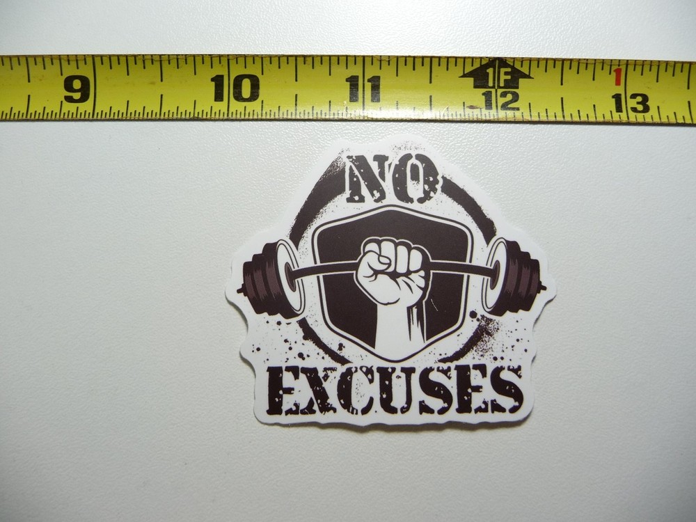 No Excuses Barbell Decal Sticker for Gym Weightlifting Fitness Motivation