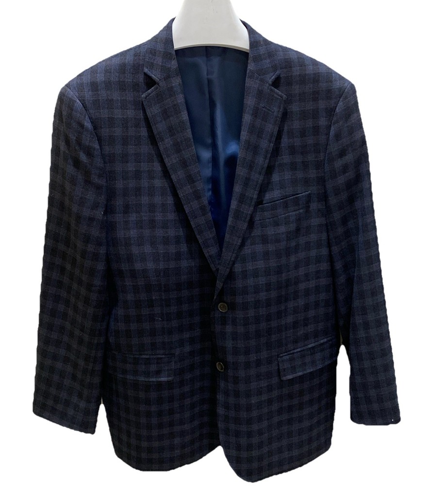 Johnston Murphy Seasonless Wool Navy & Black Check Blazer 40R