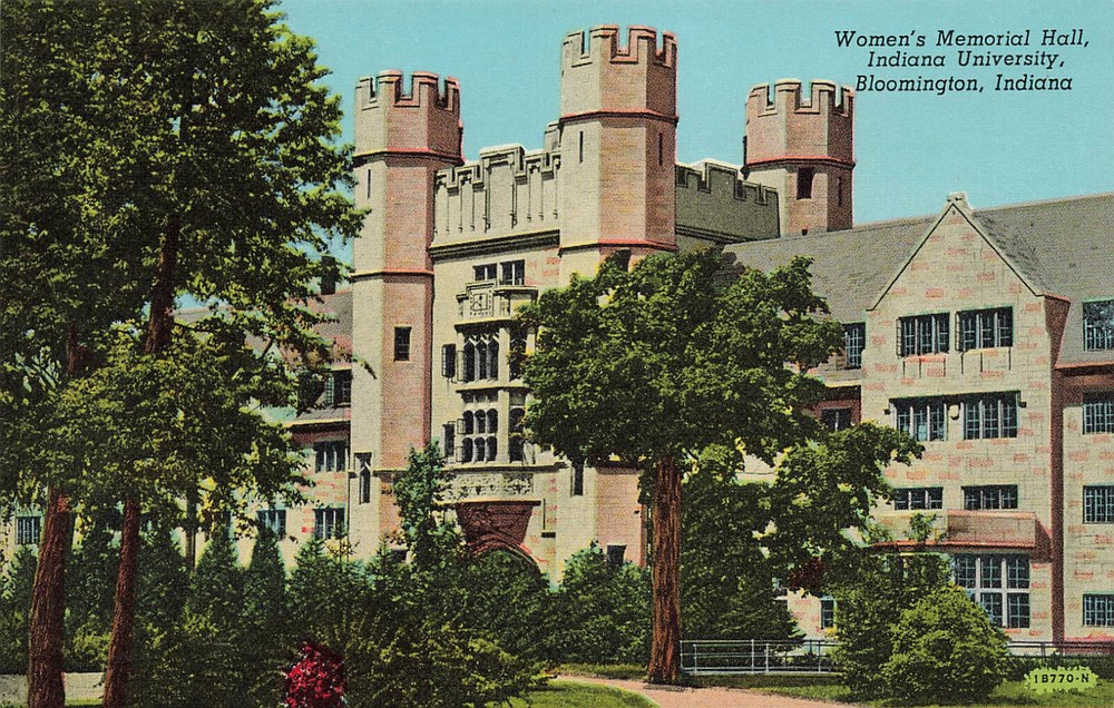Women's Memorial Hall Building Postcard Bloomington In Indiana University 1941
