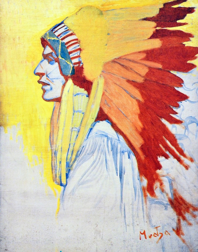 Decor poster.Interior design Art Nouveau.Mucha Apache drawing.6238