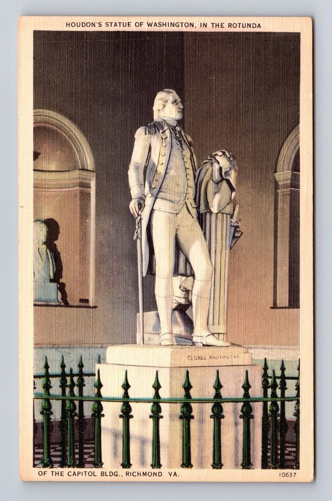 Richmond VA-Virginia, Houdon's Statue Of Washington, Antique, Vintage Postcard