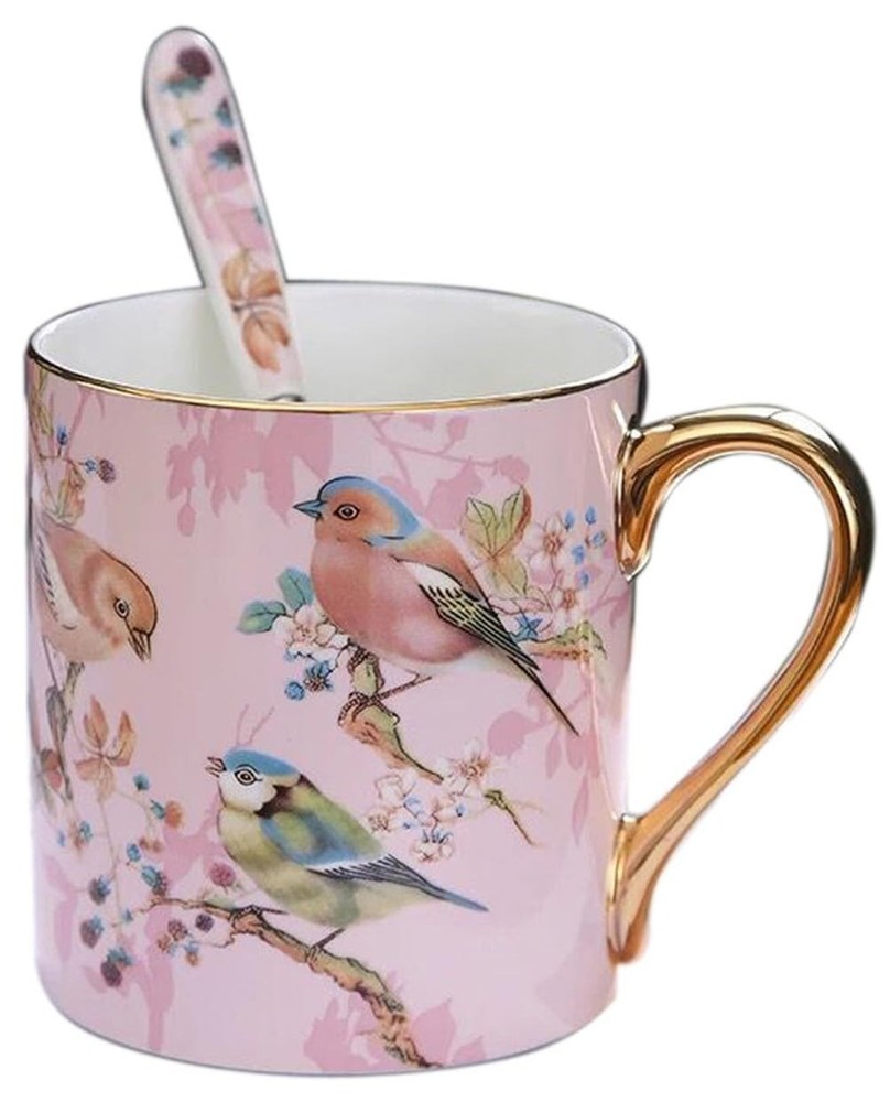Bone China Porcelain Tea Cup Coffee Mug for Home Kitchen Office - Birds Patterns