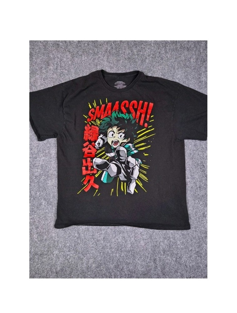 My Hero Academia T-Shirt Mens XL Black Izuku Midoriya Deku Smash Anime Graphic