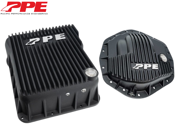 PPE Deep Black Transmission Pan & Rear Diff Cover For 2001-2019 GM 6.6L Duramax