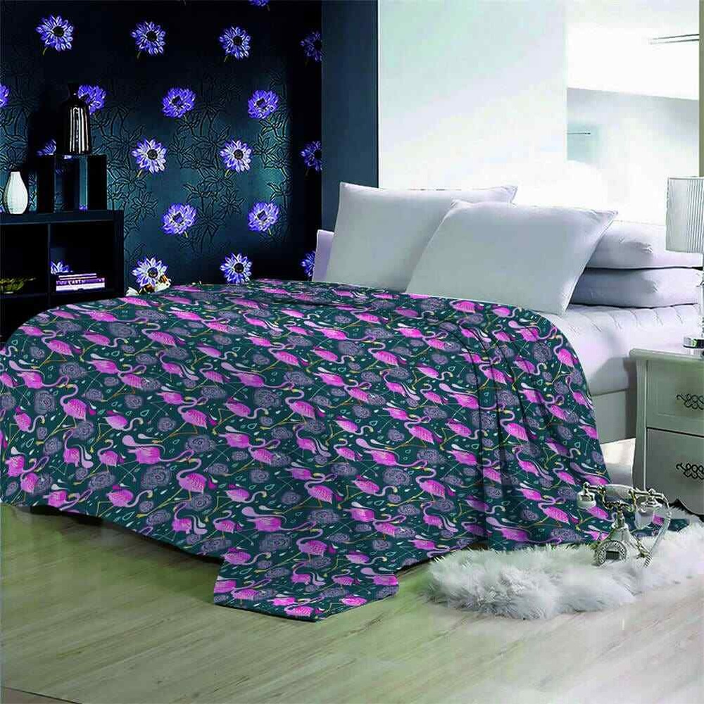 Soft 3D Warm Fleece Blanket with Purple Birds for Couch or Picnic-image