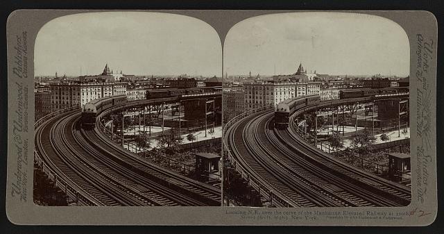 New York City Manhattan Elevated Railway 110th St 1904 Curve Stereoview