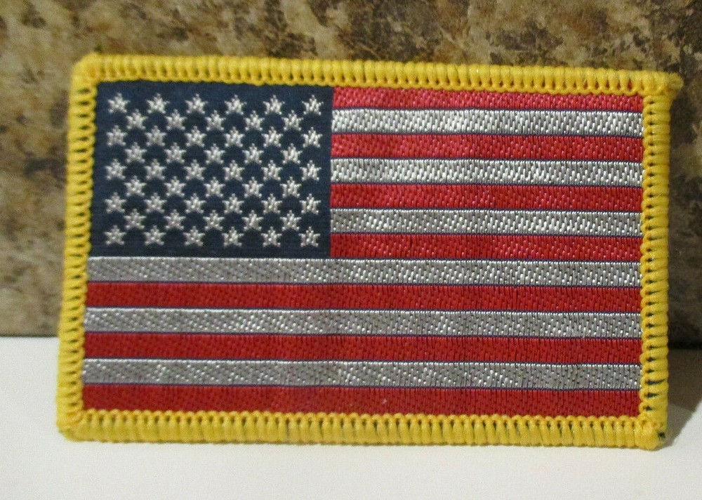 American Flag United States Red Silver and Blue Patch Vintage Cloth Souvenir