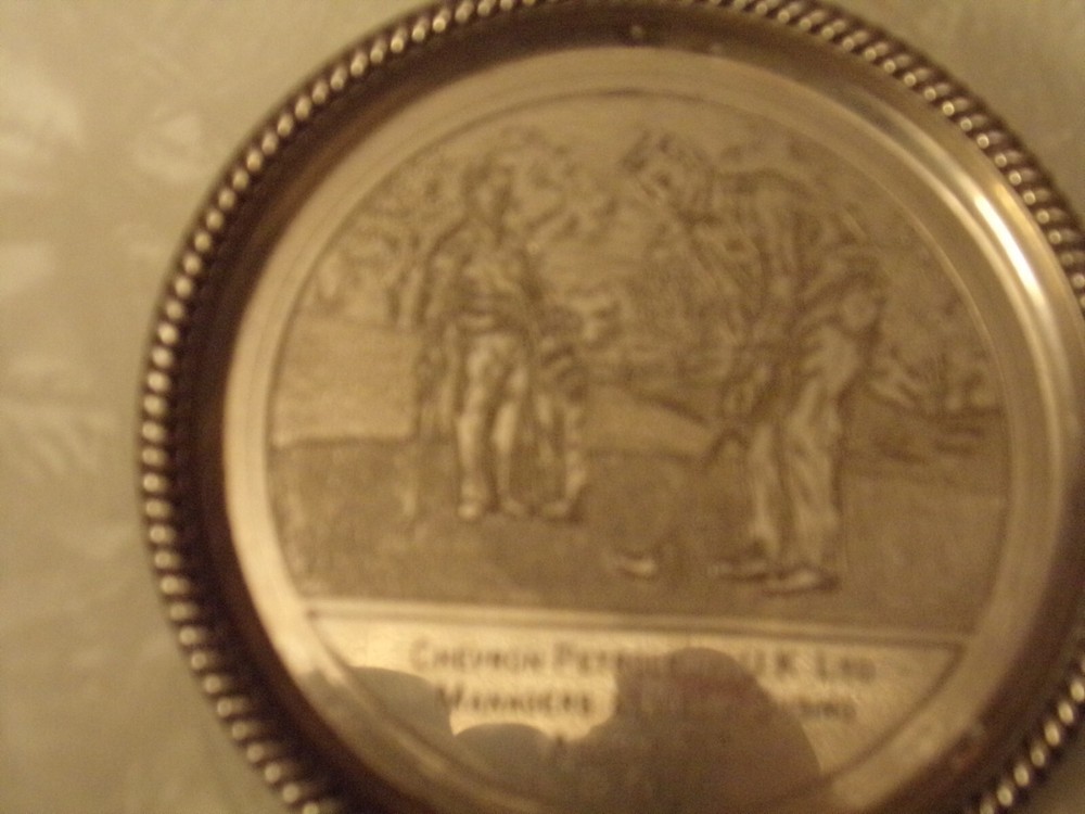 Rare Chevron Petroleum Oil  Company Media  Outing Plaque.