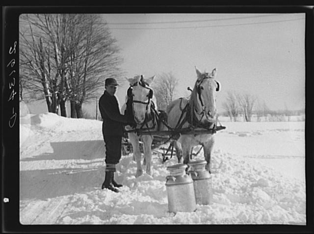 Photo:Loading milk cans. Oswego County, New York