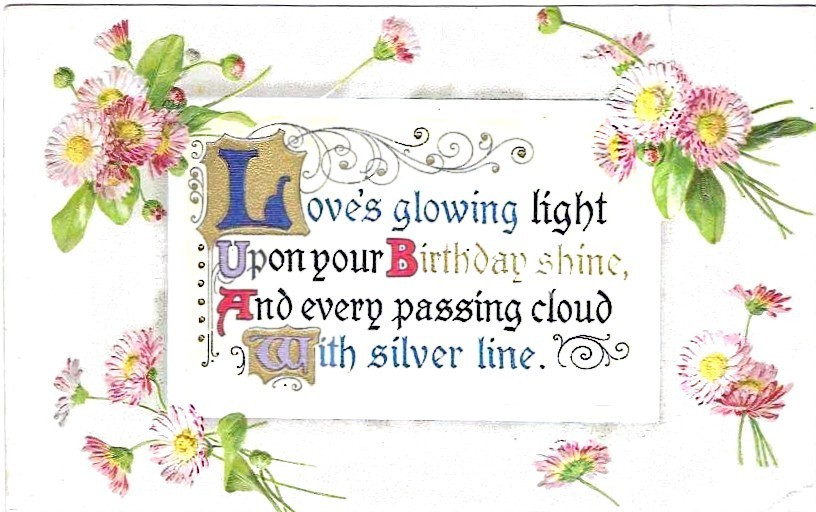 Vintage Greetings Postcard Embossed Birthday Pink Daisy Flowers