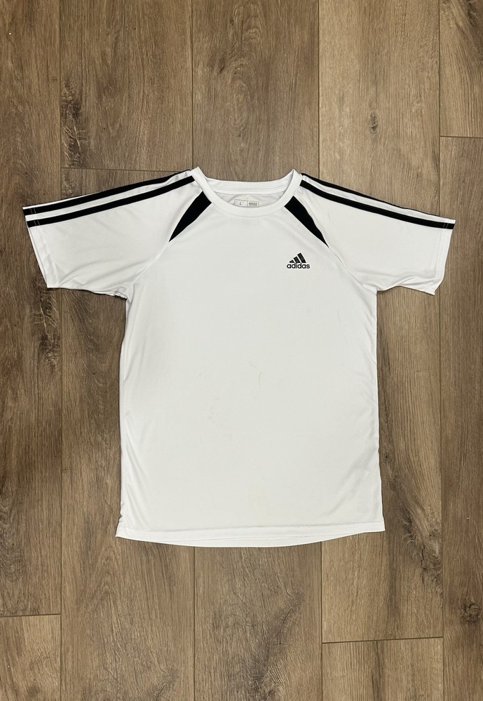 White And Black Adidas Athletic Shirt Size Youth Large
