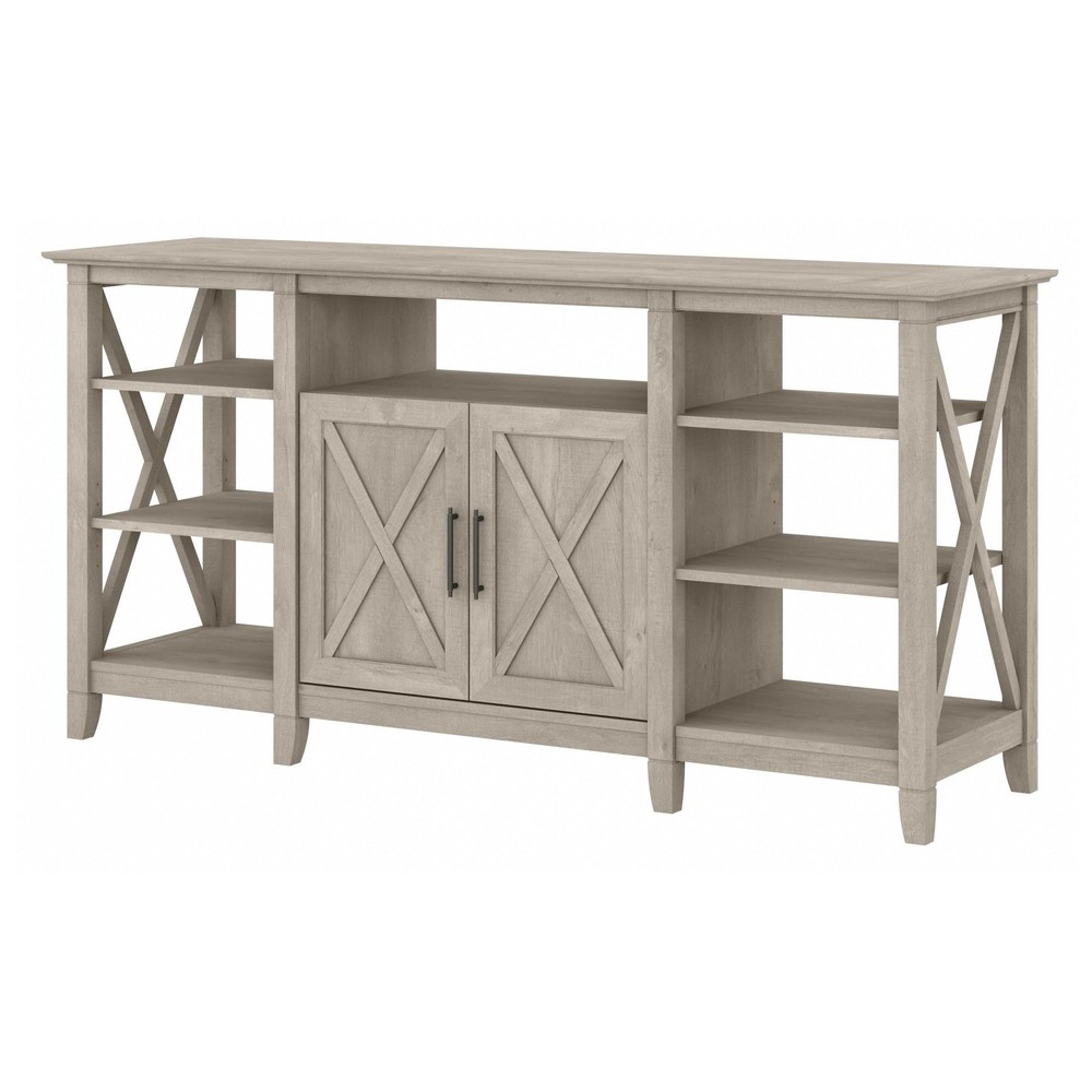 Key West Tall TV Stand for 65 Inch TV in Washed Gray, Farmhouse Entertainment...