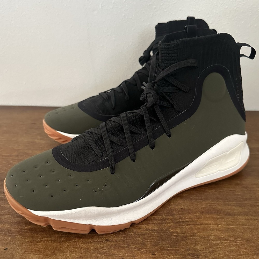 Size 13 Men’s-Under Armour Curry 4 Retro Olive Green Basketball Shoes 1298306008